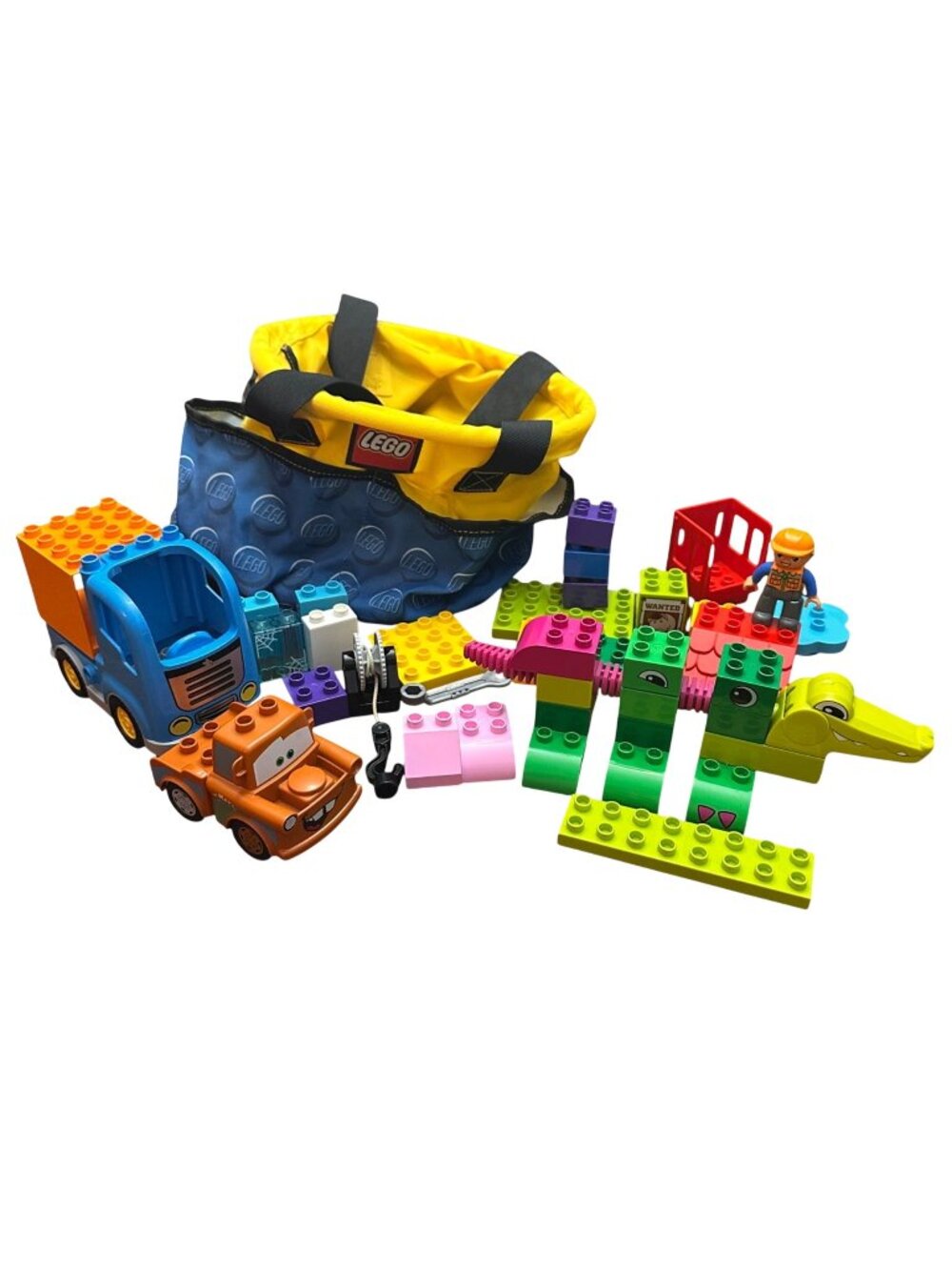 Lego Duplo Mixed Bricks Car Bag Figure Truck Blocks Red Blue Yellow Pink Kids